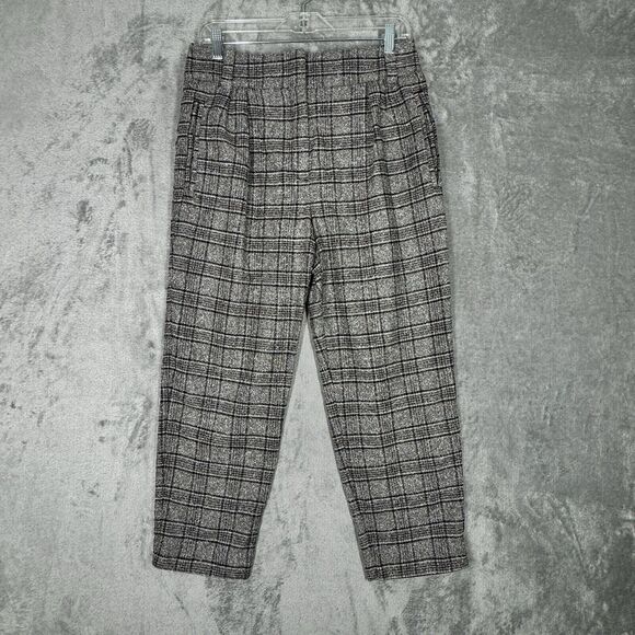 Reiss Pants Womens 6 Gray Black Arya Checkered Trouser Italian Fabric Business - Picture 2 of 10